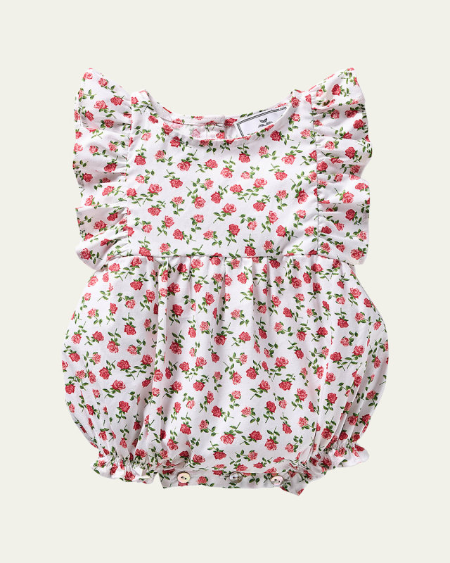 Girl's Petite Petals Ruffled Twill Romper, Size 0